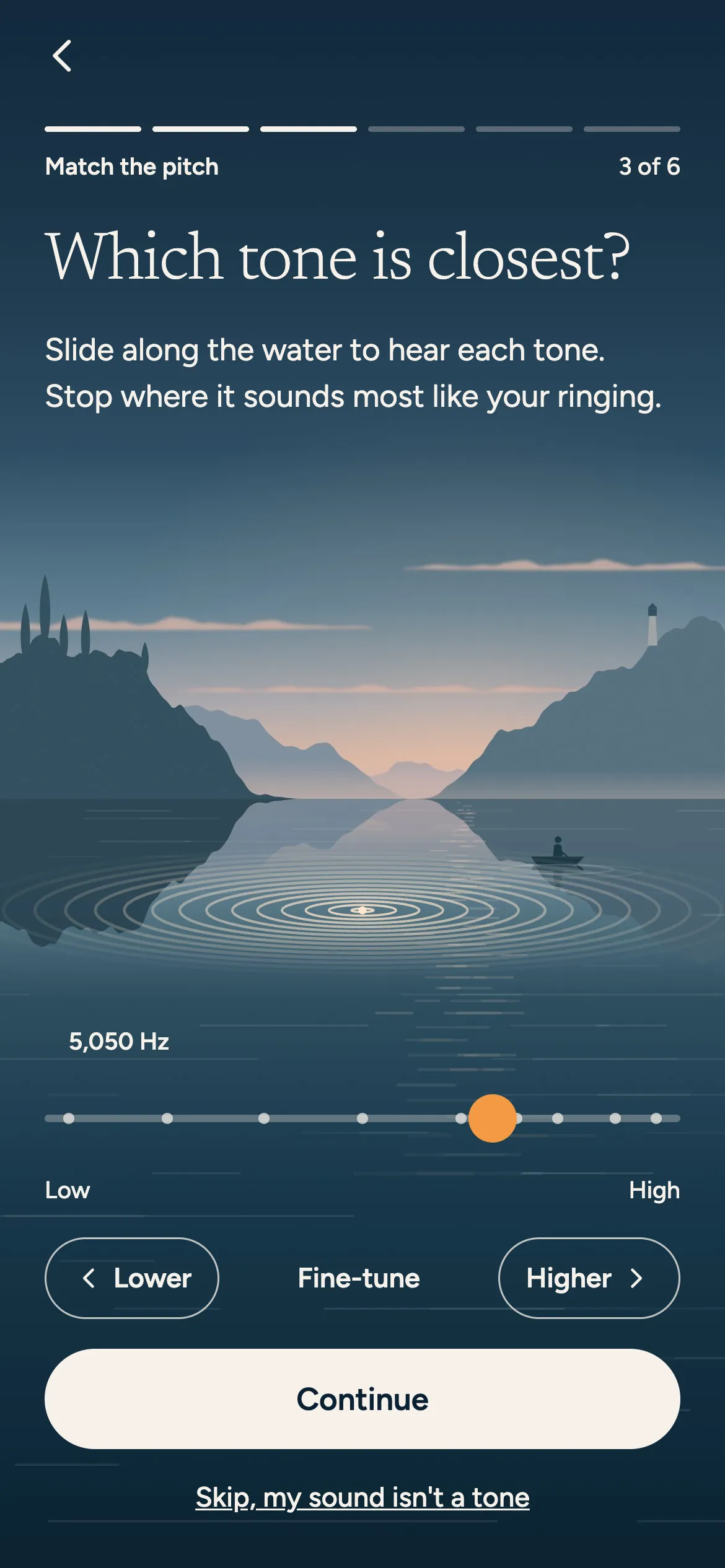 Which tone is closest? Slide along the water to hear each tone.